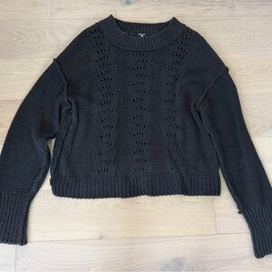 Free People Black Knit Crew Neck Sweater